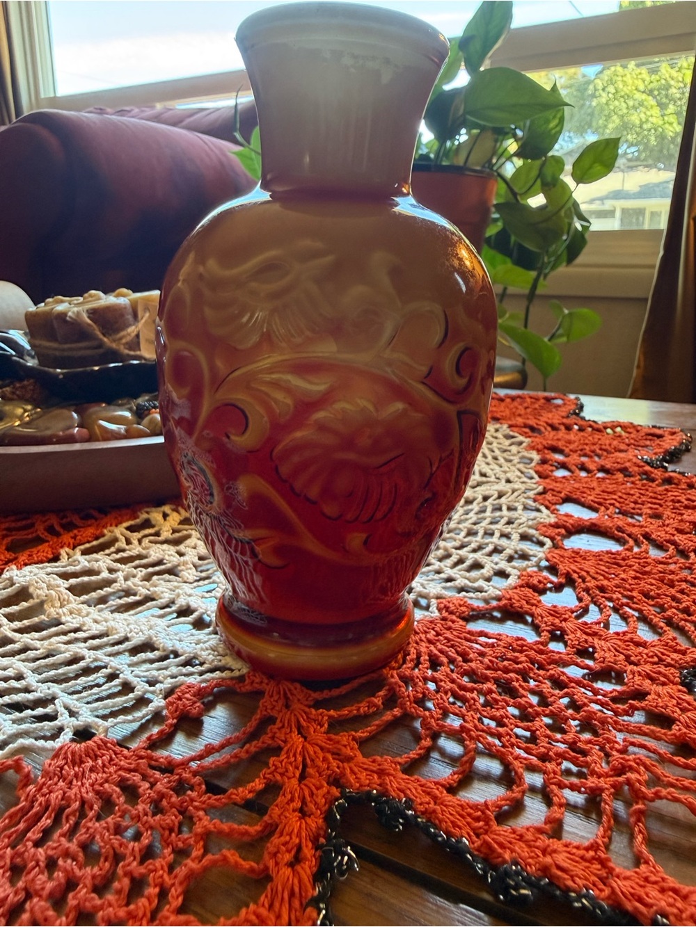 Vintage 1981 Avon Spring Bouquet Fragranced Vase Oriental Red